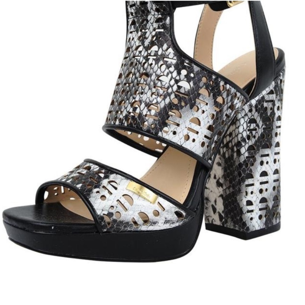 Calvin Klein Black and White Snake Platform Pump Formal Shoes 7 - Picture 9 of 14